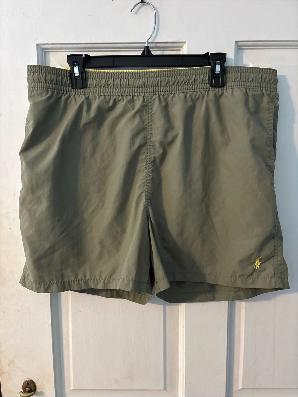 Polo by Ralph Lauren Men’s Green Solid Swim Trunks L Drawstring Lines